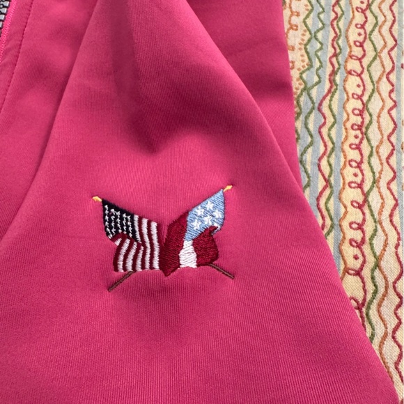 Fairway & Greene Golf Pullover Size S 1/4 Zip Long Sleeve Pink with orange trim - Picture 4 of 8